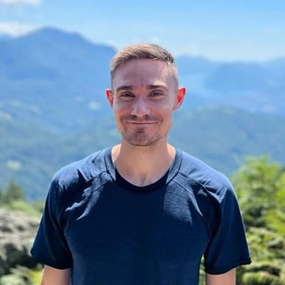 Portrait of Sam Scott in the Ticino sun.