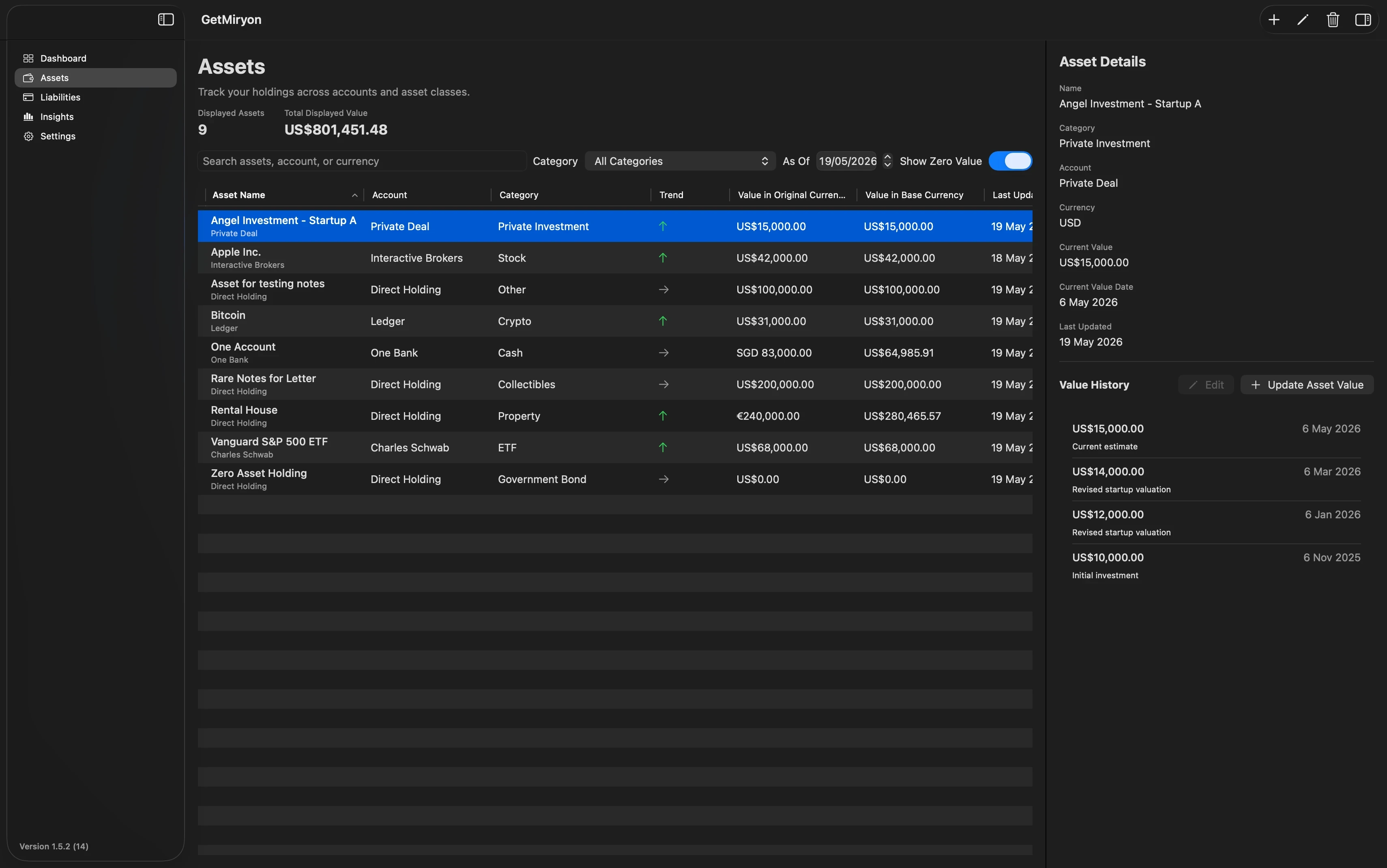 Assets Screen