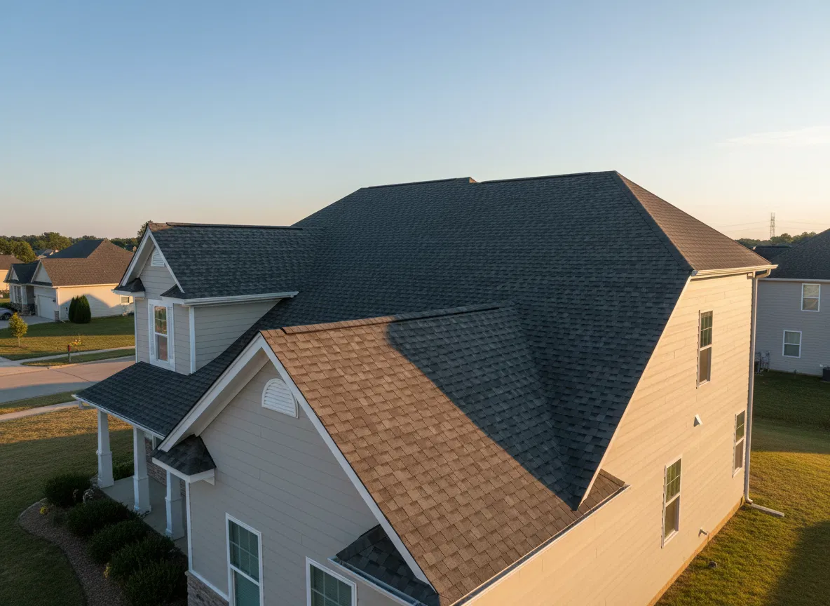 Aerial drone view of a roof