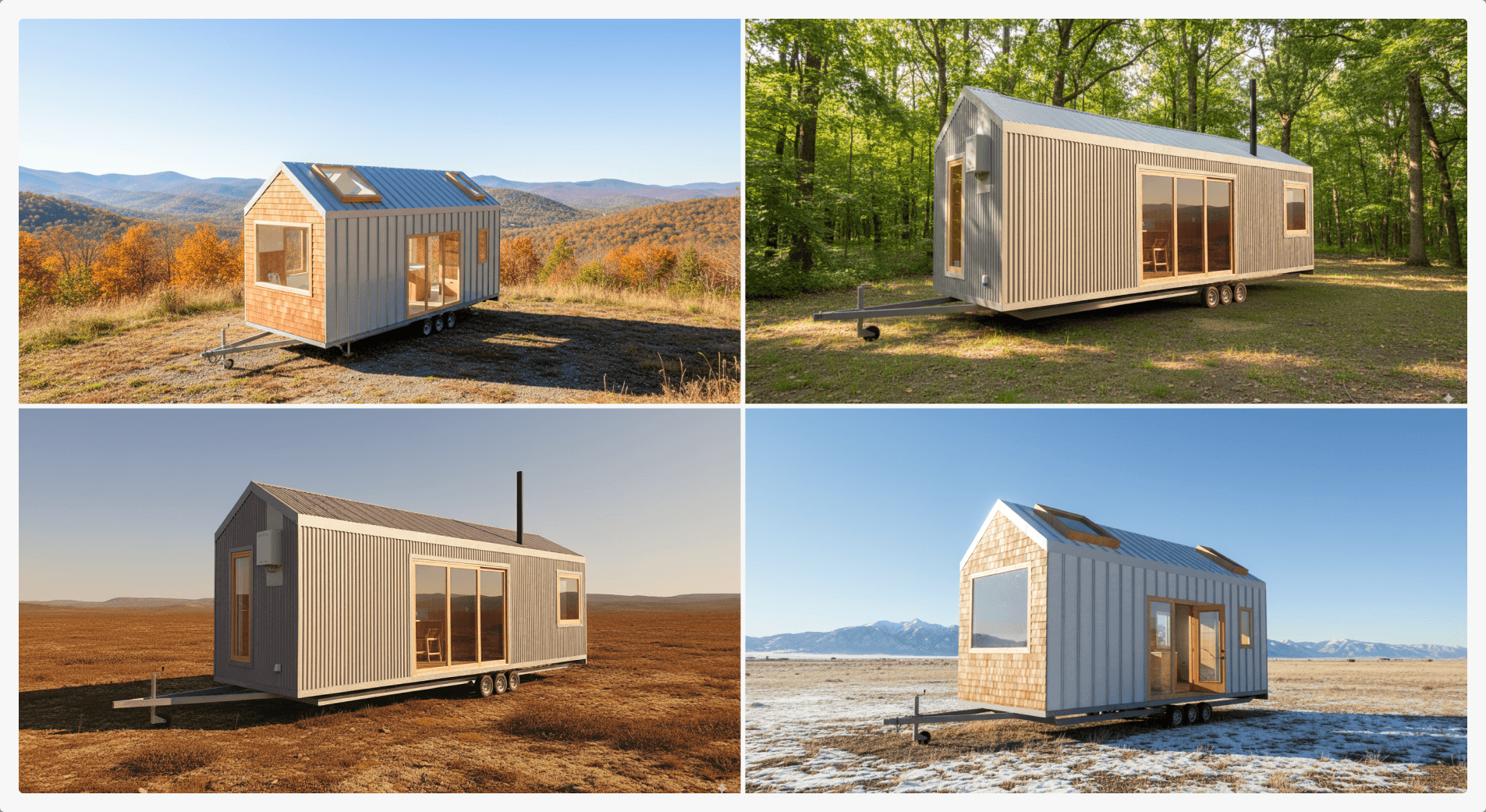 Tiny Easy AI Render Preview of Scandi tiny home, and Surfside Retreat tiny house design