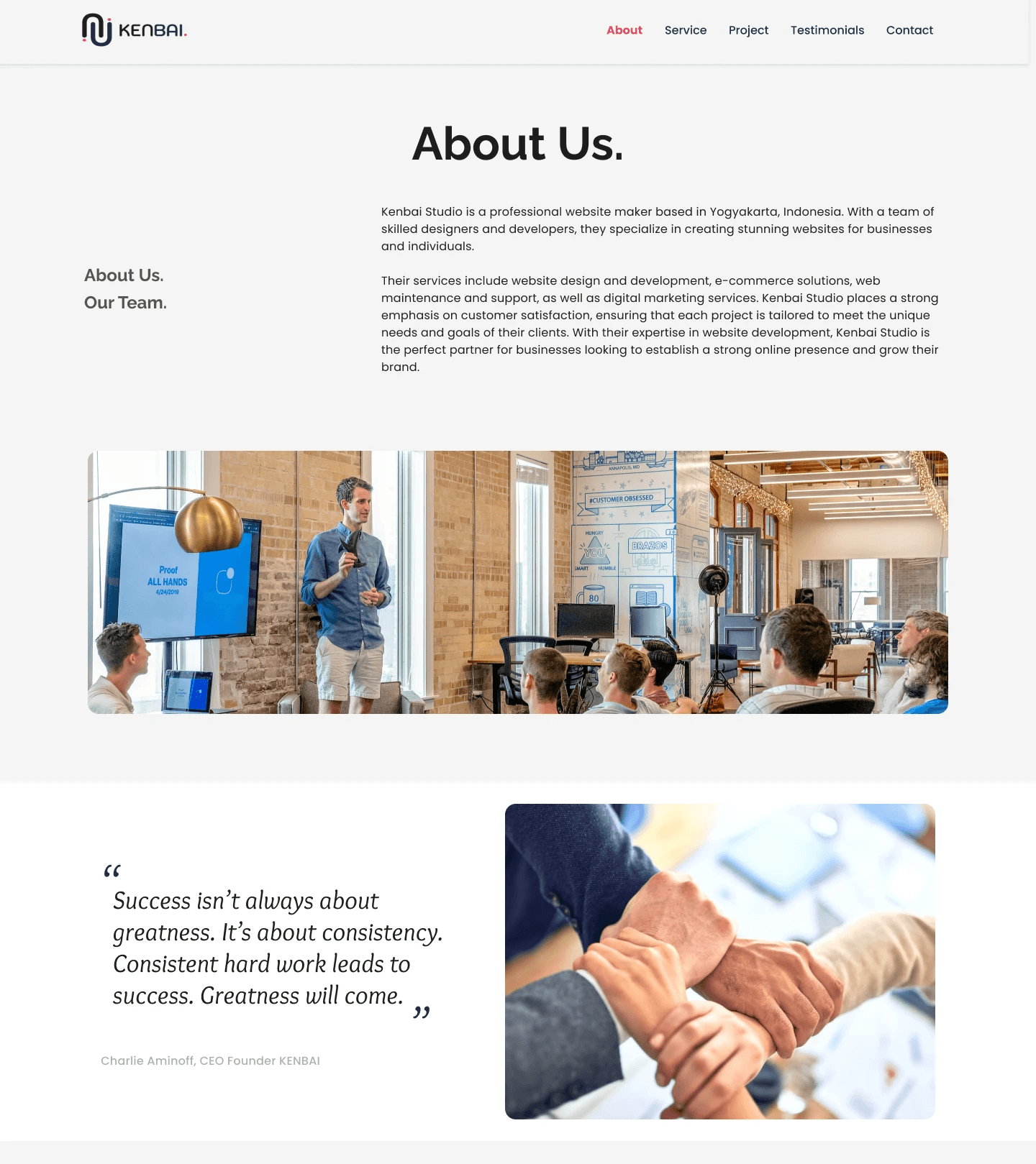 A about us section in about page