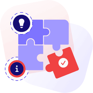 Illustration with a few puzzle pieces and an icon composition representing Cybersecurity at 24hourtek.