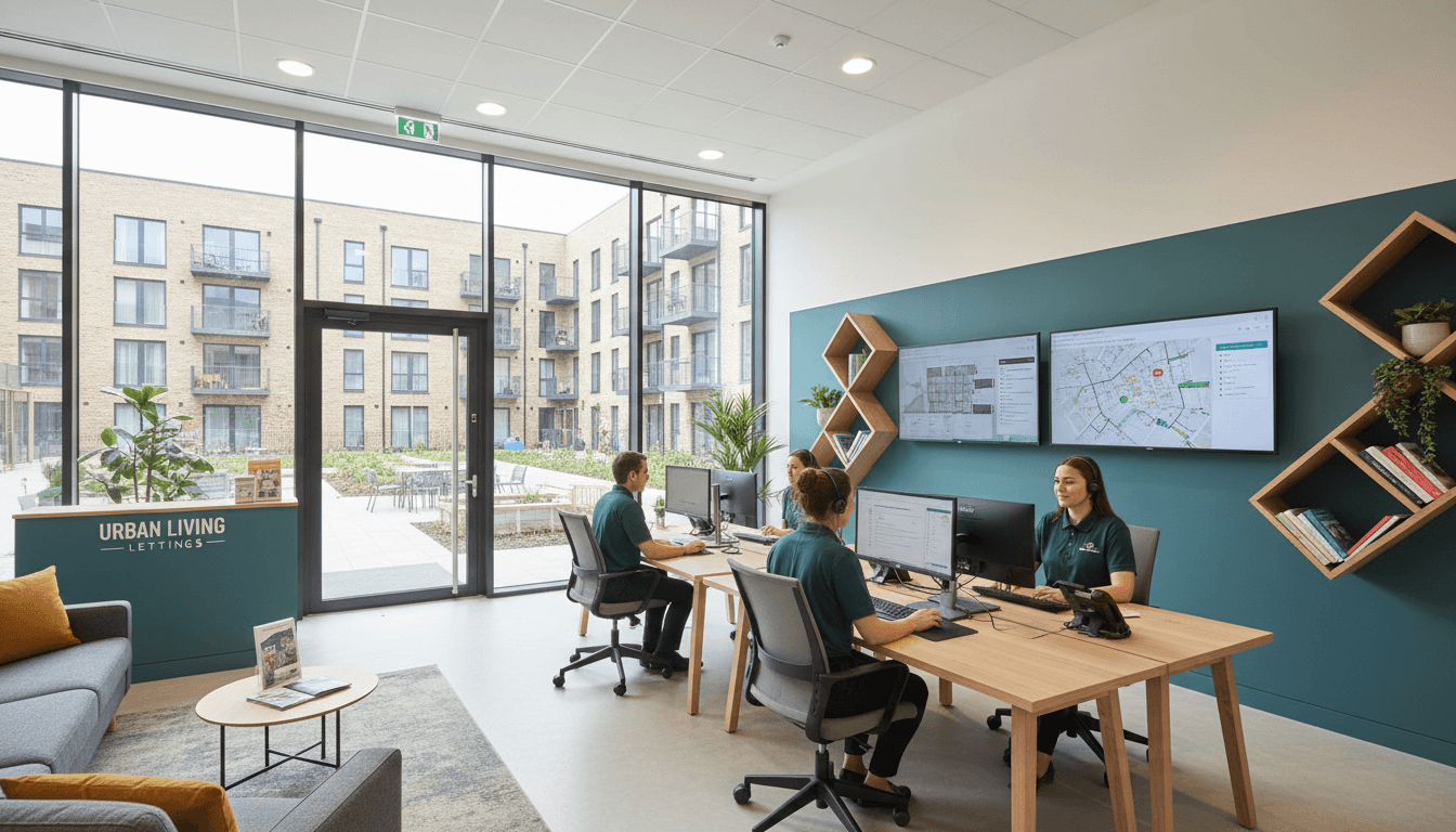 A UK BTR Lettings Team in their Office