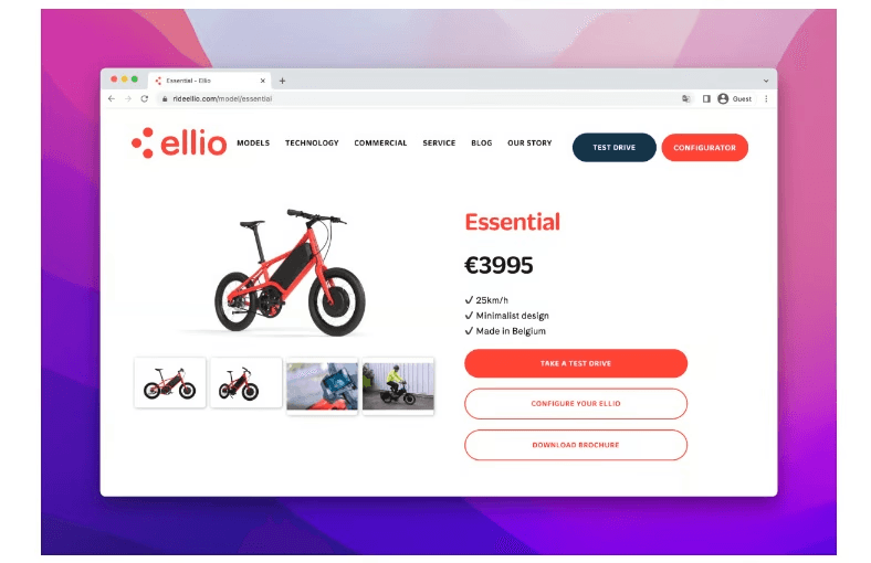 Ellio bikes home page
