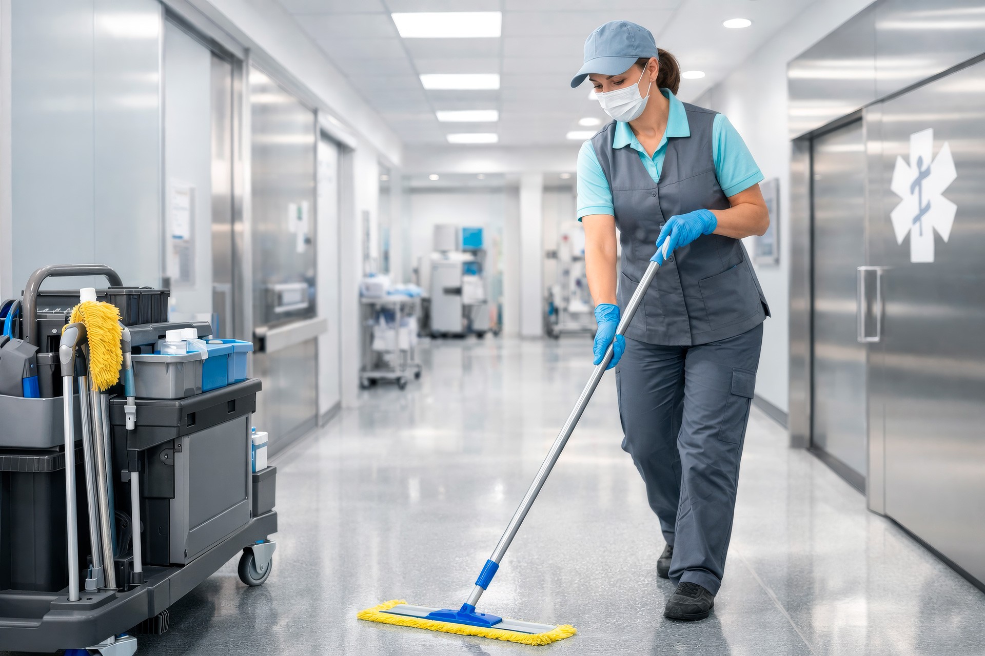 Cheerful woman at desk
