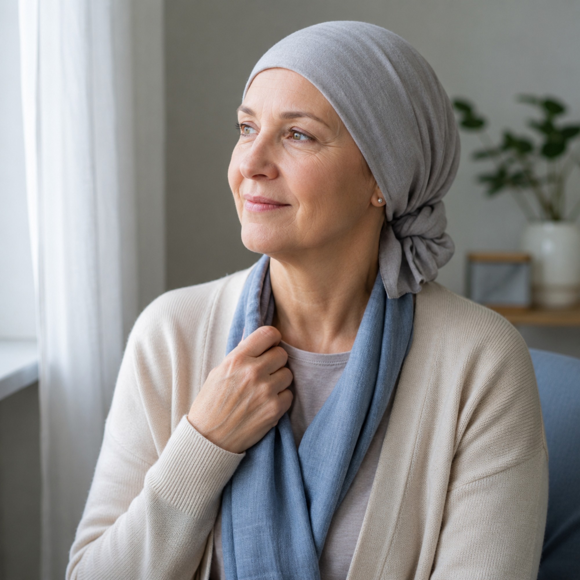 Vrouw tijdens behandeling waarbij haarverlies als mogelijke bijwerking wordt besproken.