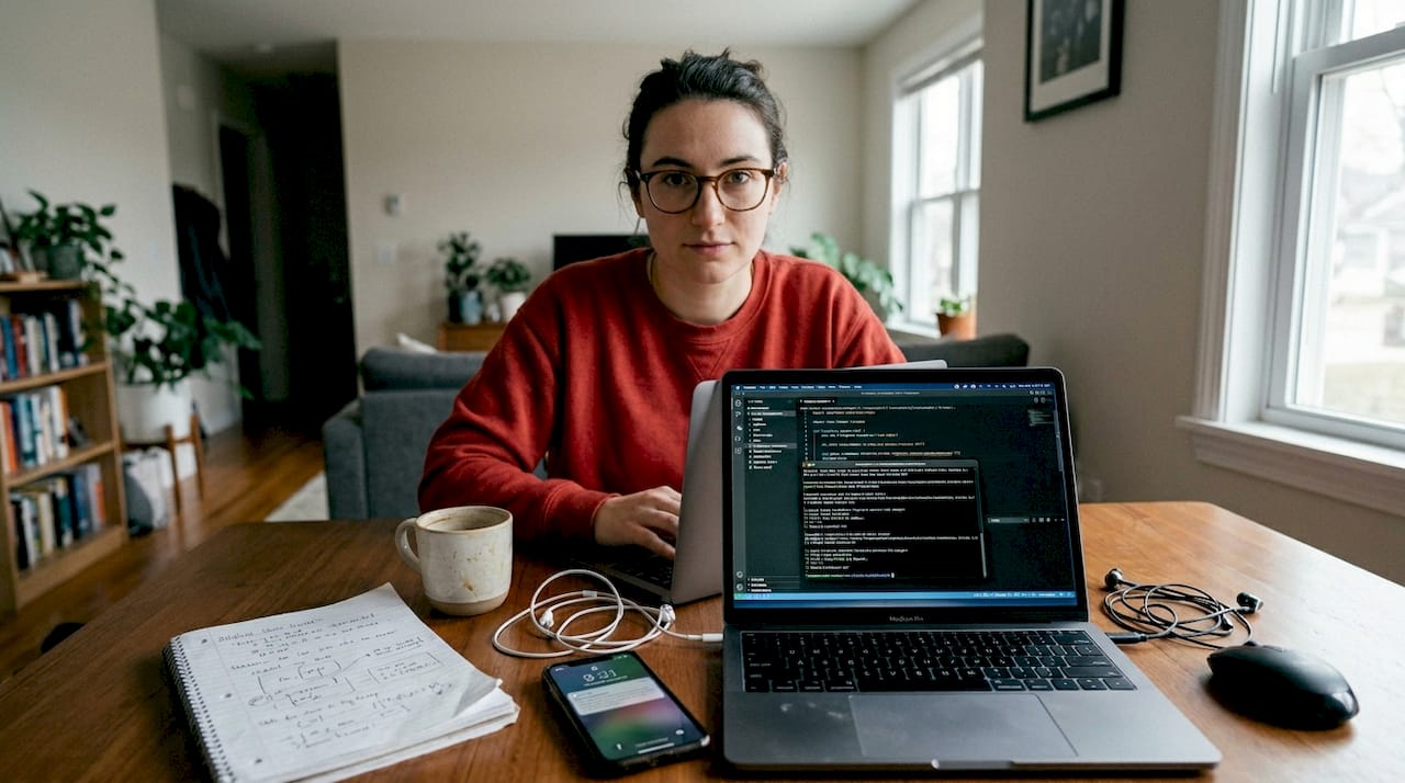 Developer automating translation workflow at table