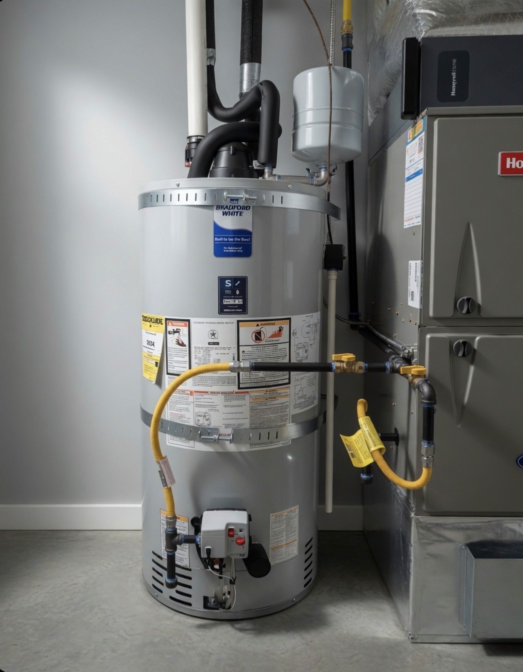 A water heater installation at a residential home