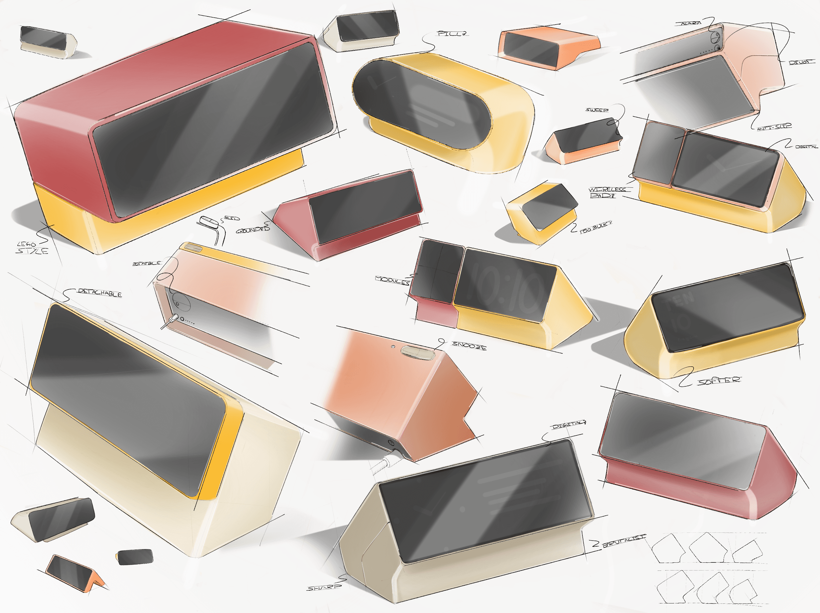 Around twenty form explorations for OTTO