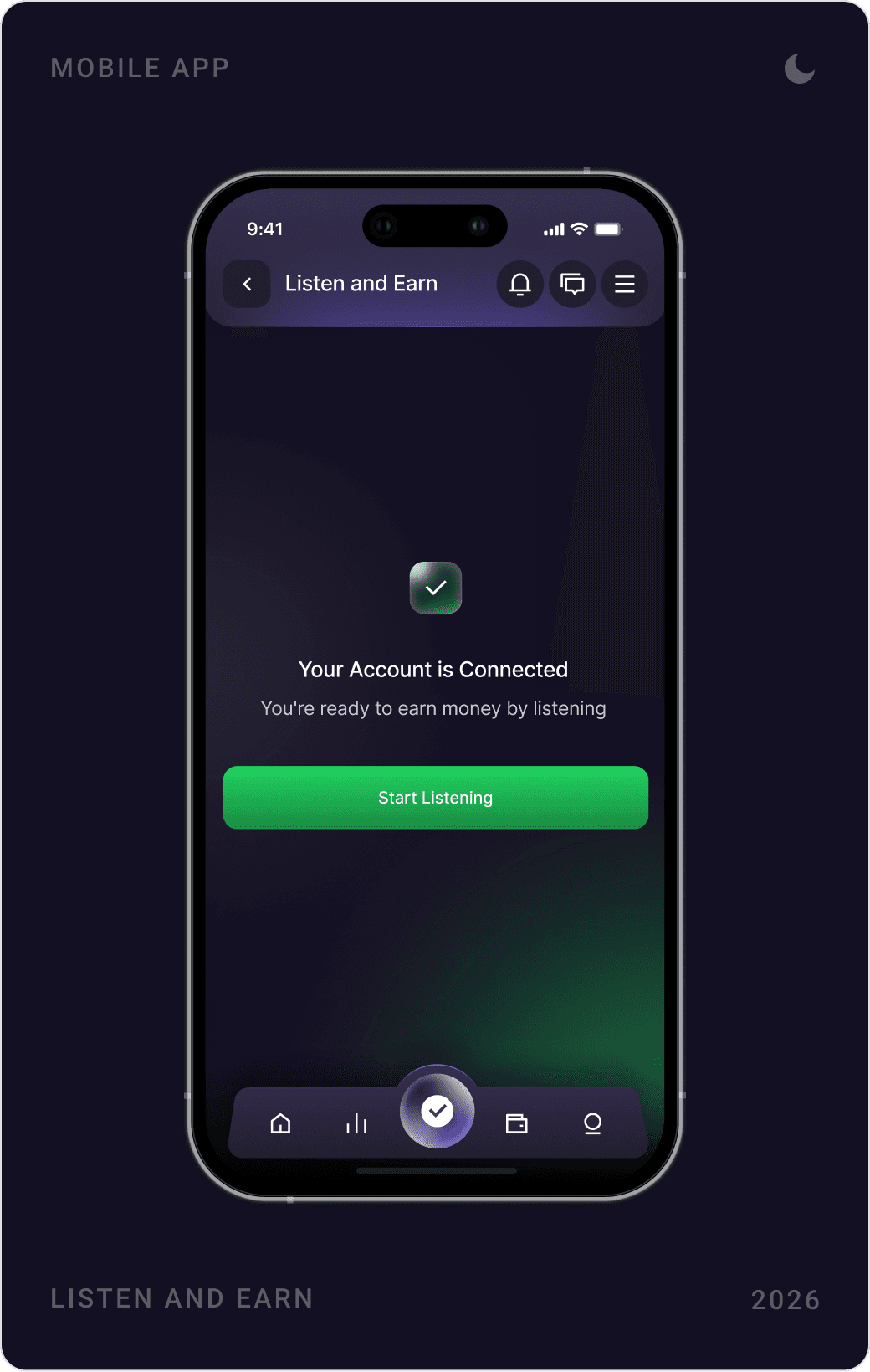Modern Music Earnings Interaction Screen Design
