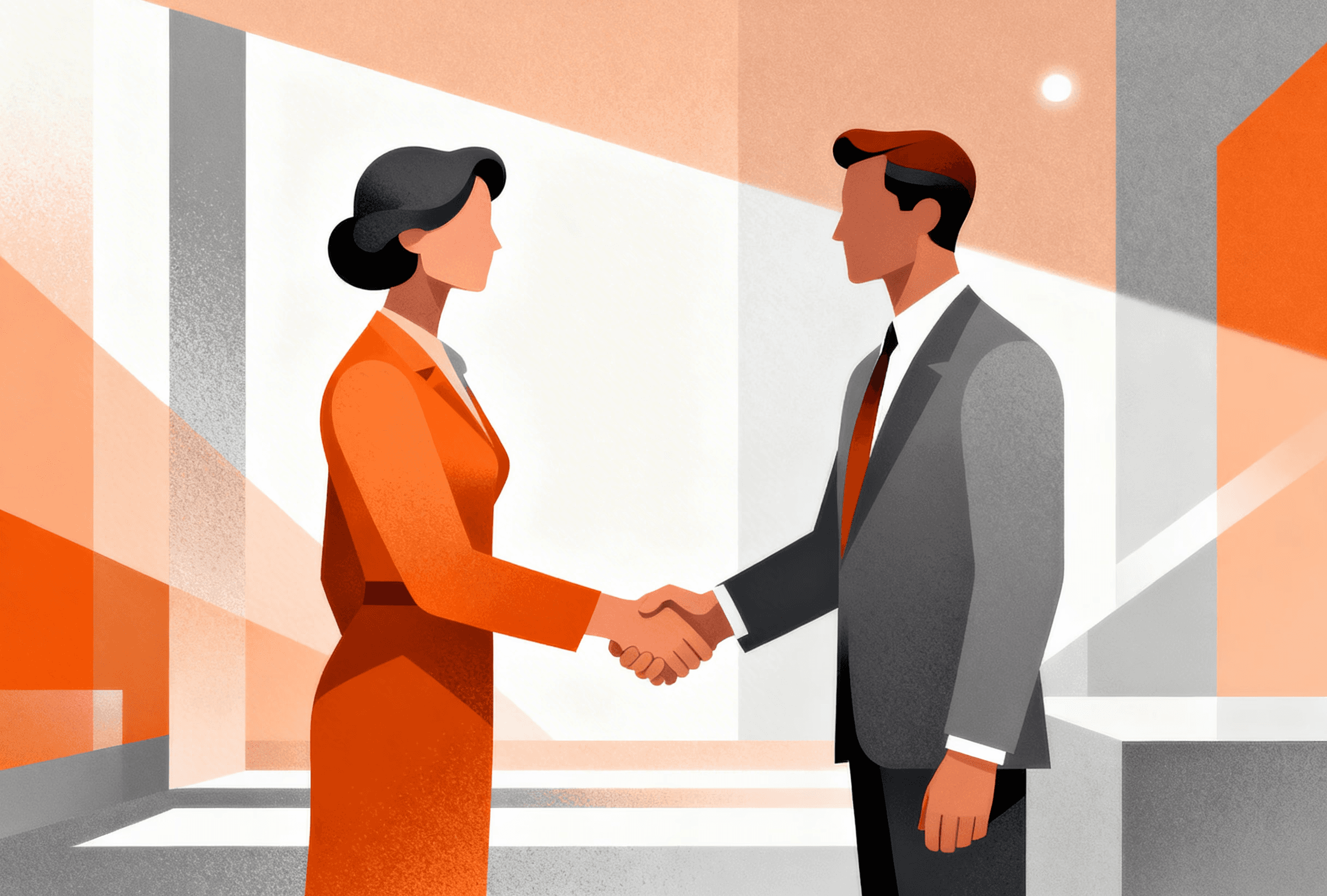 A person with glasses and a beard smiles warmly while working on a laptop at a desk. The setting is casual and relaxed, with a neutral background