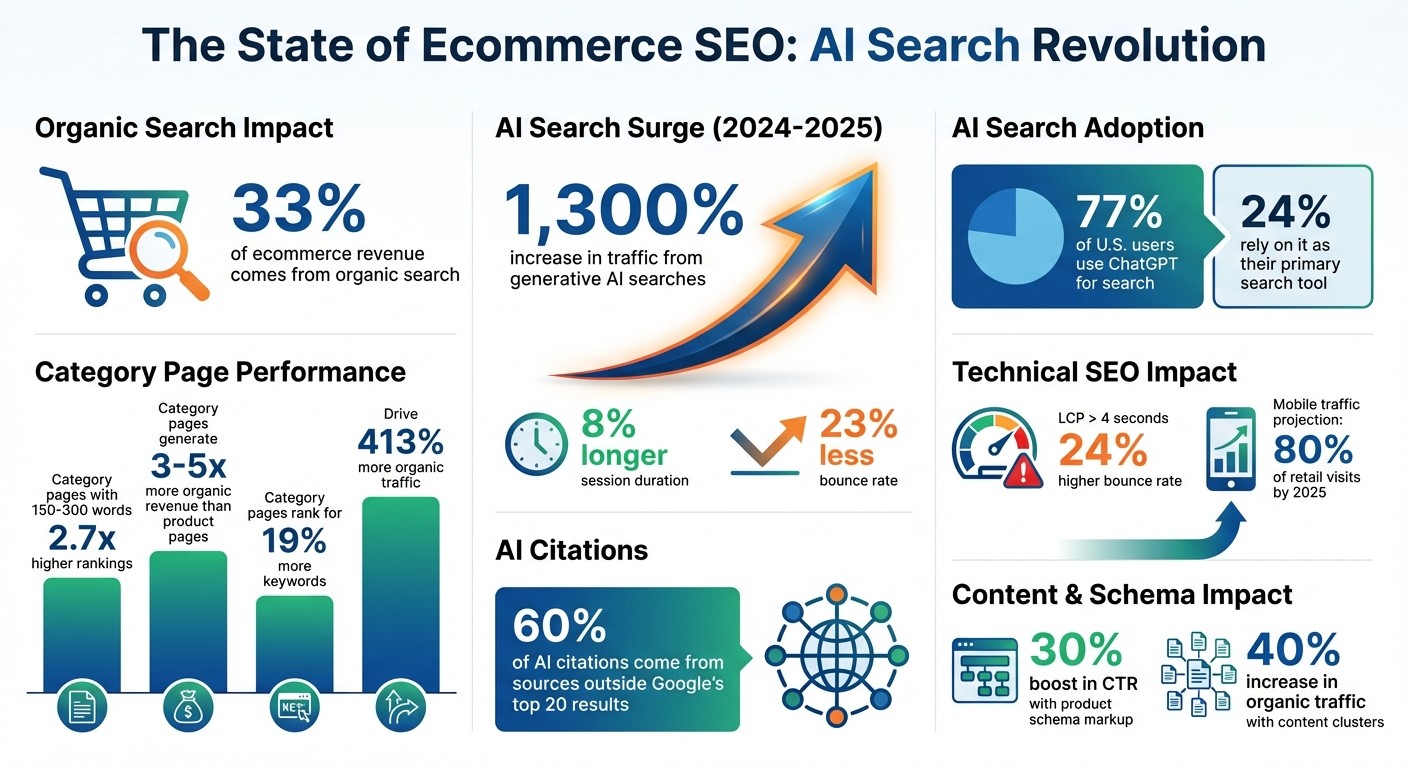 Ecommerce SEO Statistics and Impact of AI Search in 2024-2026