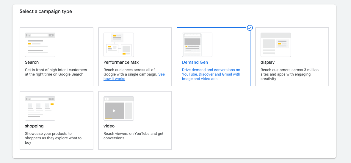 How to select a YouTube ad campaign type
