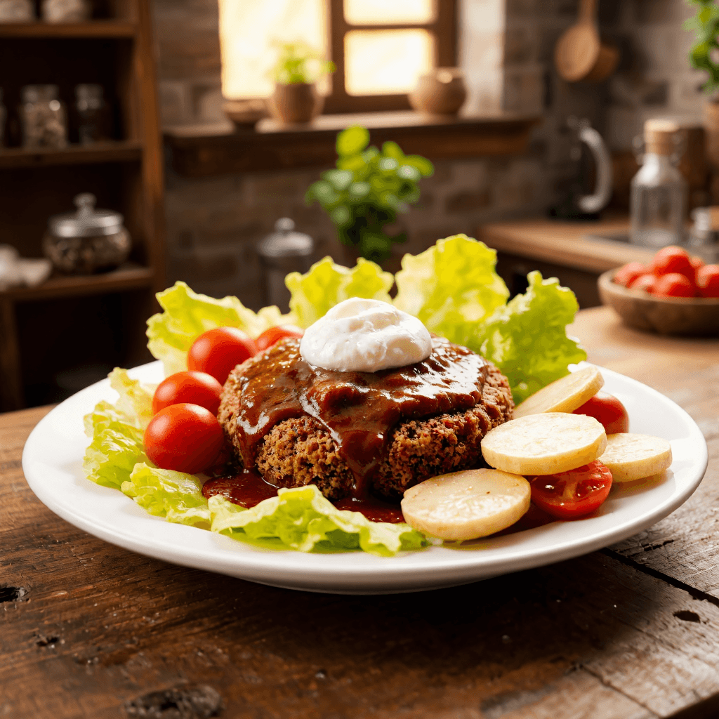 product photography of a plate of meat with sauce and vegetables
