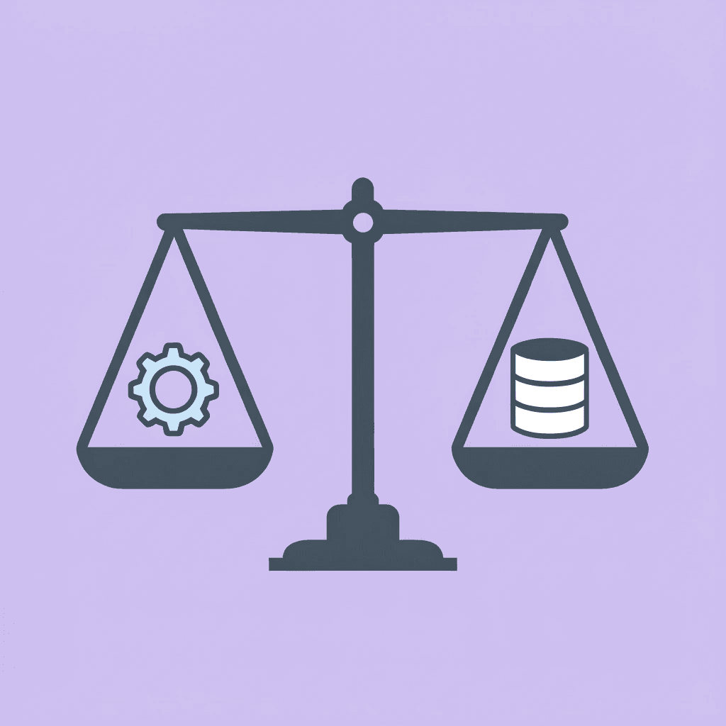 Balance scale comparing AI workloads on one side versus traditional enterprise applications on the other