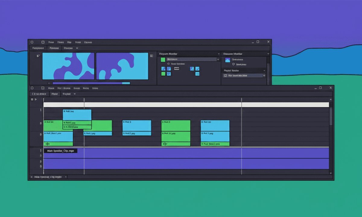 Adobe Premiere Pro timeline showing a main talking-head clip with B-roll video clips placed on tracks above it