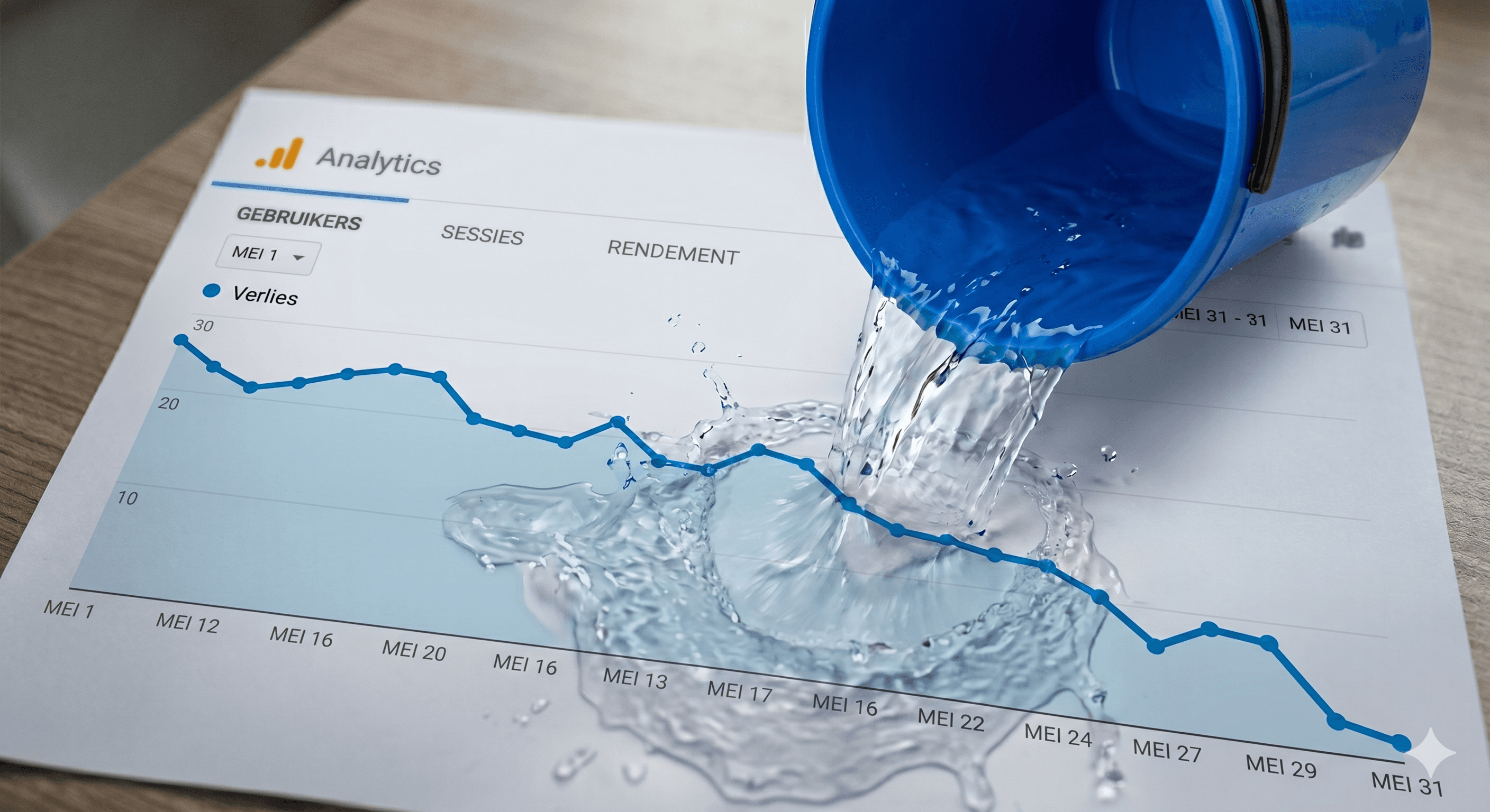 Een lekke emmer over een analytics grafiek