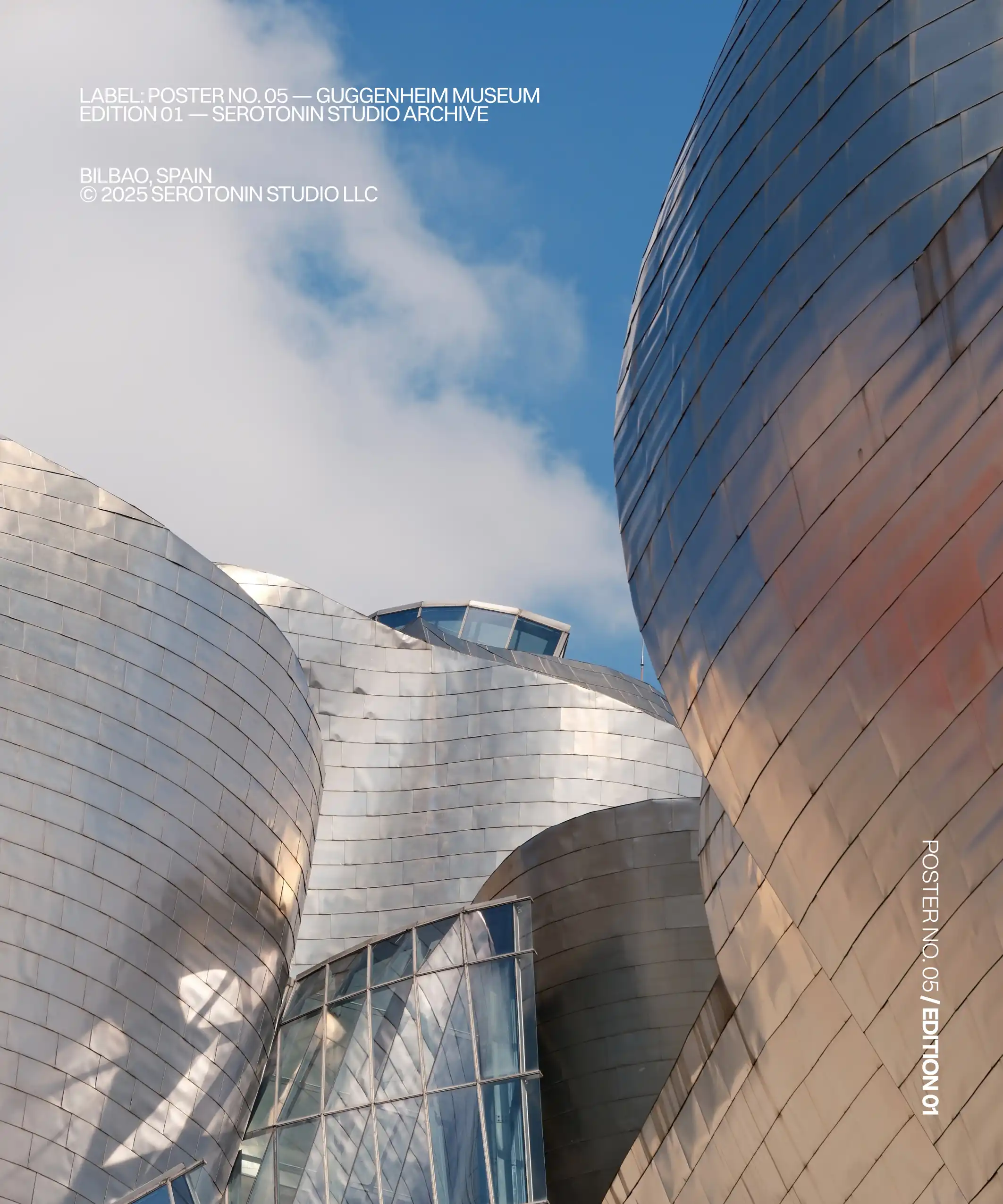 Poster No. 05 featuring the Guggenheim Museum, part of the Serotonin Studio Archive. Architecture poster created by Keith Paul Acton
