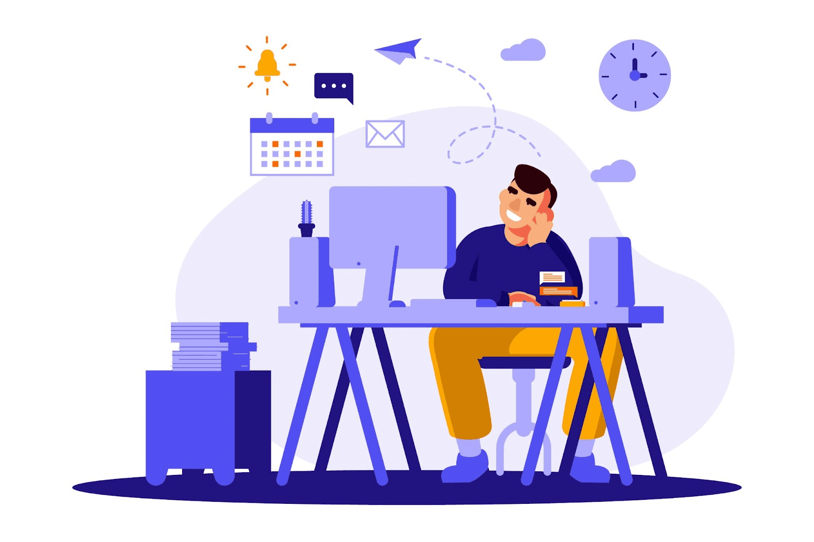 vector image of an employee at work