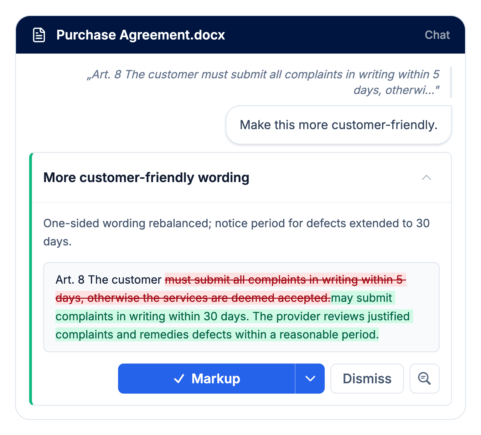 AI Chat product interface