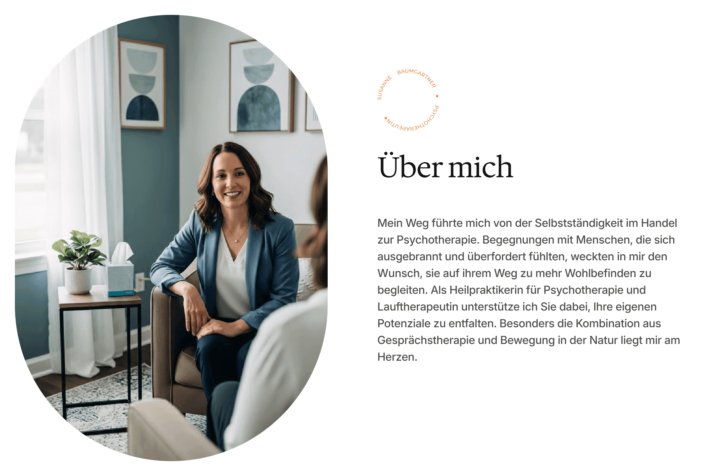 eine über-mich-sektion auf einer website eines psychotherapeuten