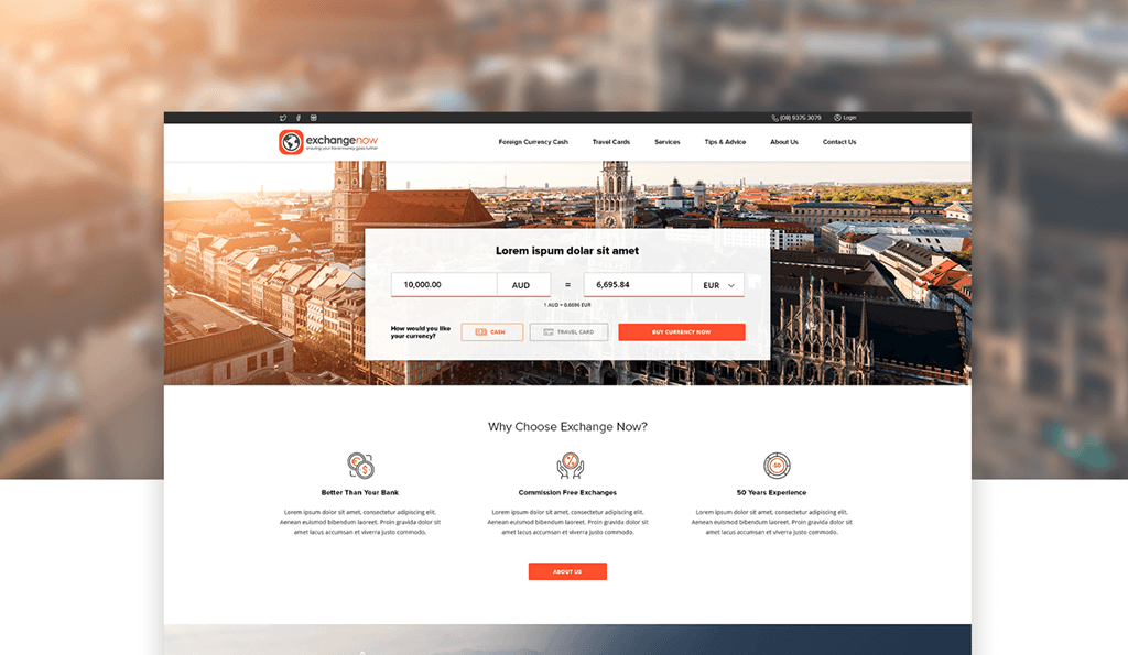 Exchange Now custom website design