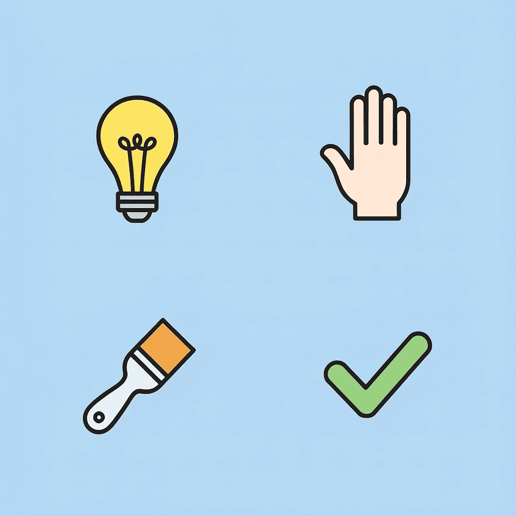 Four-square grid showing icons for Movement, Sensory Exploration, Creativity, and Hands-On Learning