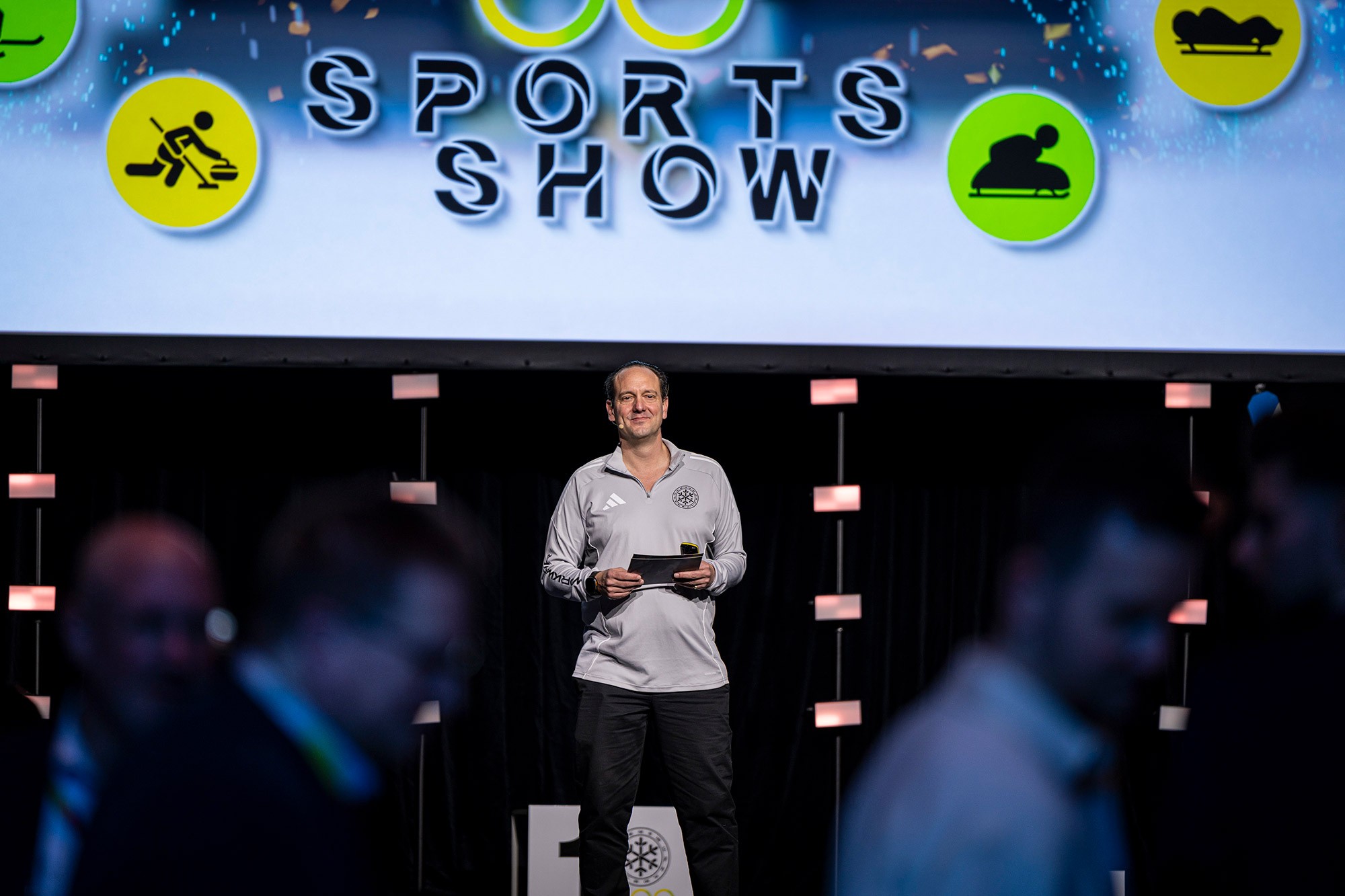 Keynote speaker presenting during the CWS Workwear international sales kickoff conference in Prague.