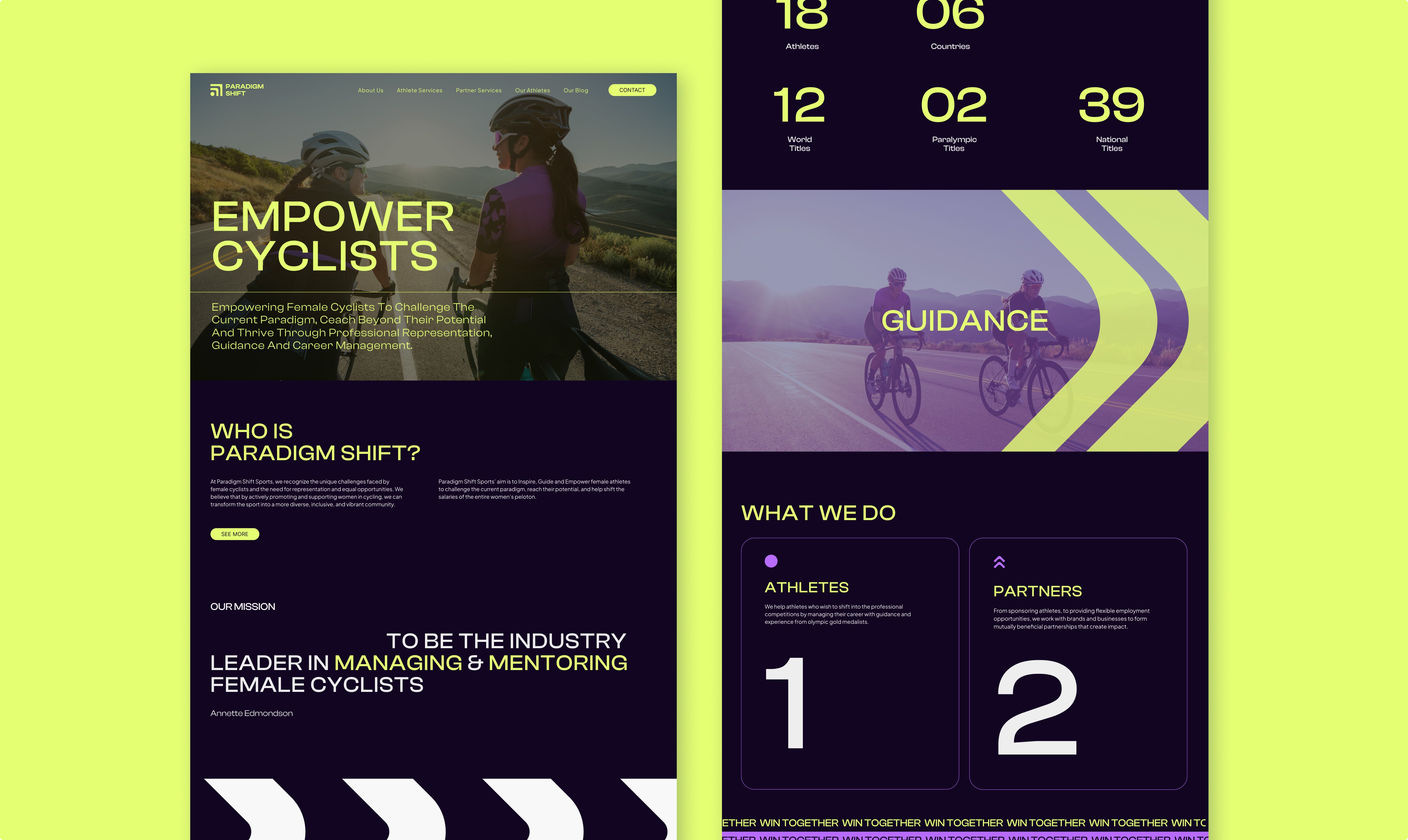 Website design of Athlete Management Company Paradigm Shift Sports by Adapt Studio