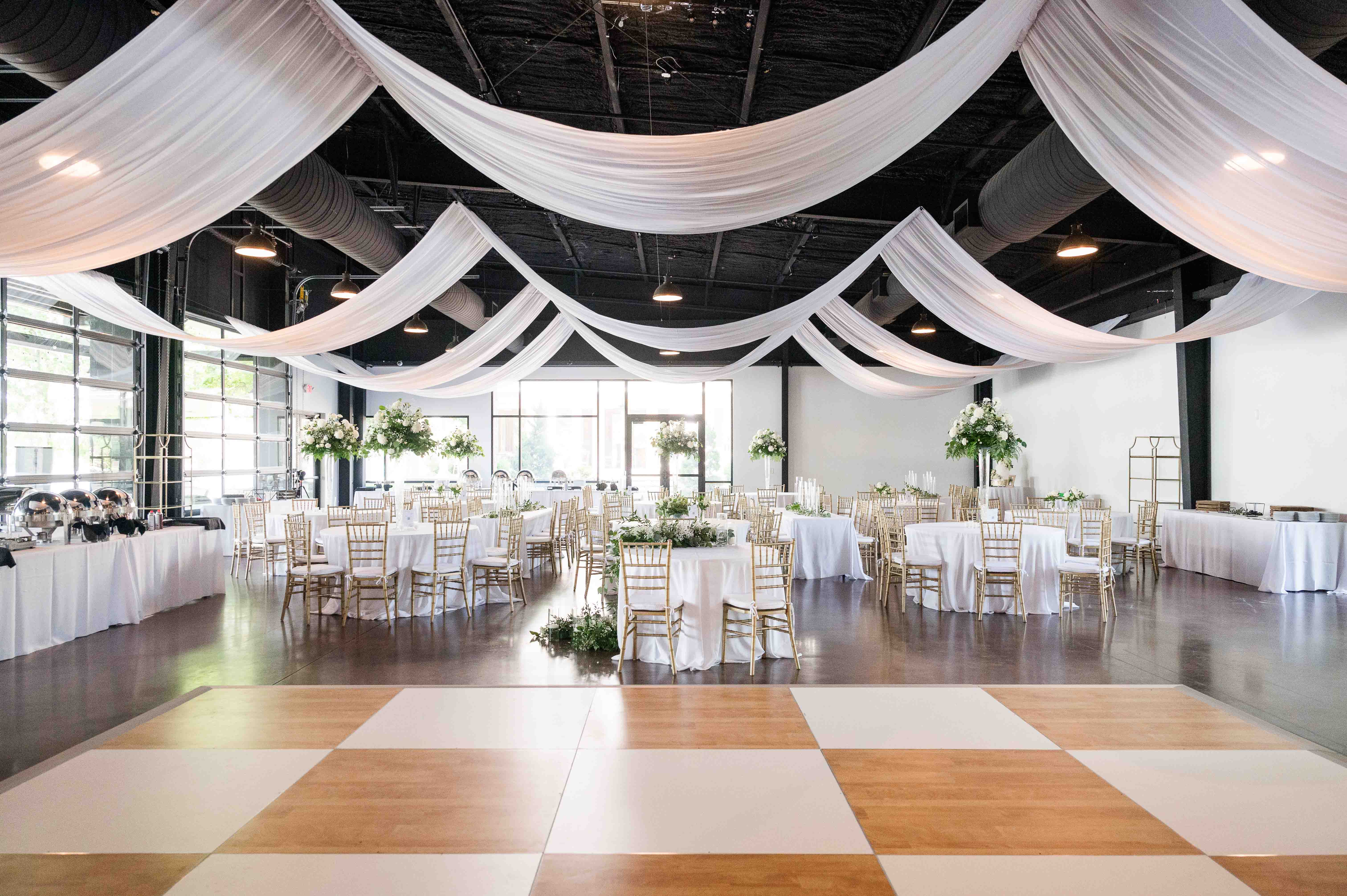 Reception space at Cherokee Docks in Nashville, Tennessee.