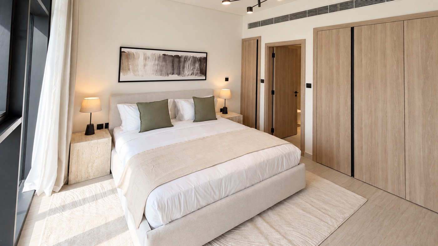 The same bedroom furnished and styled by alto