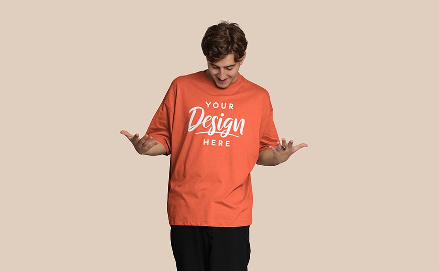 mockup of a man with a big shirt