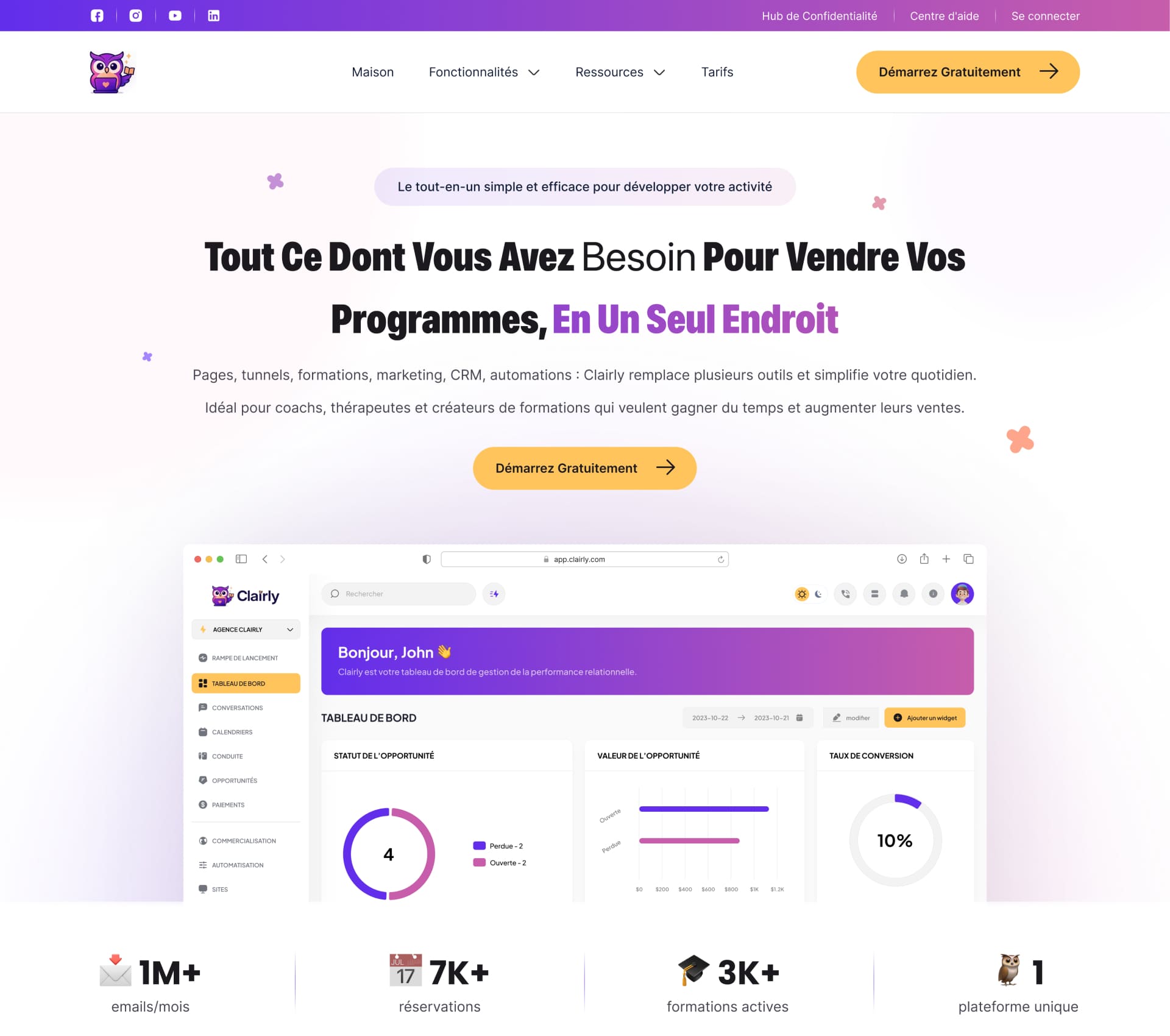 online coaching website landing page design with course sales funnel layout | StackAura