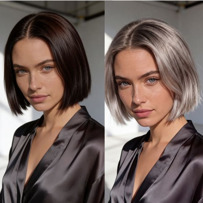 before and after changing hair colour with ai