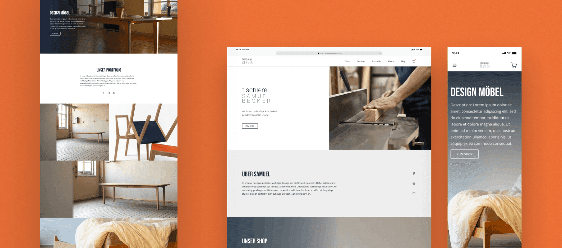 Tischlerei Onlineshop Screen