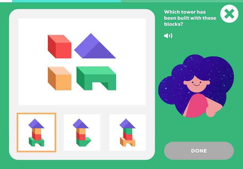 3D Shapes: find which tower is built with given set of blocks