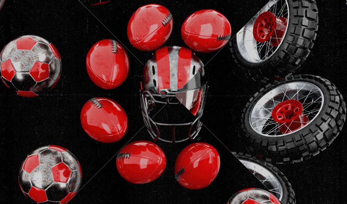 A striking motion graphics still frame from The Game Awards, showcasing dynamic sports visuals and bold design.