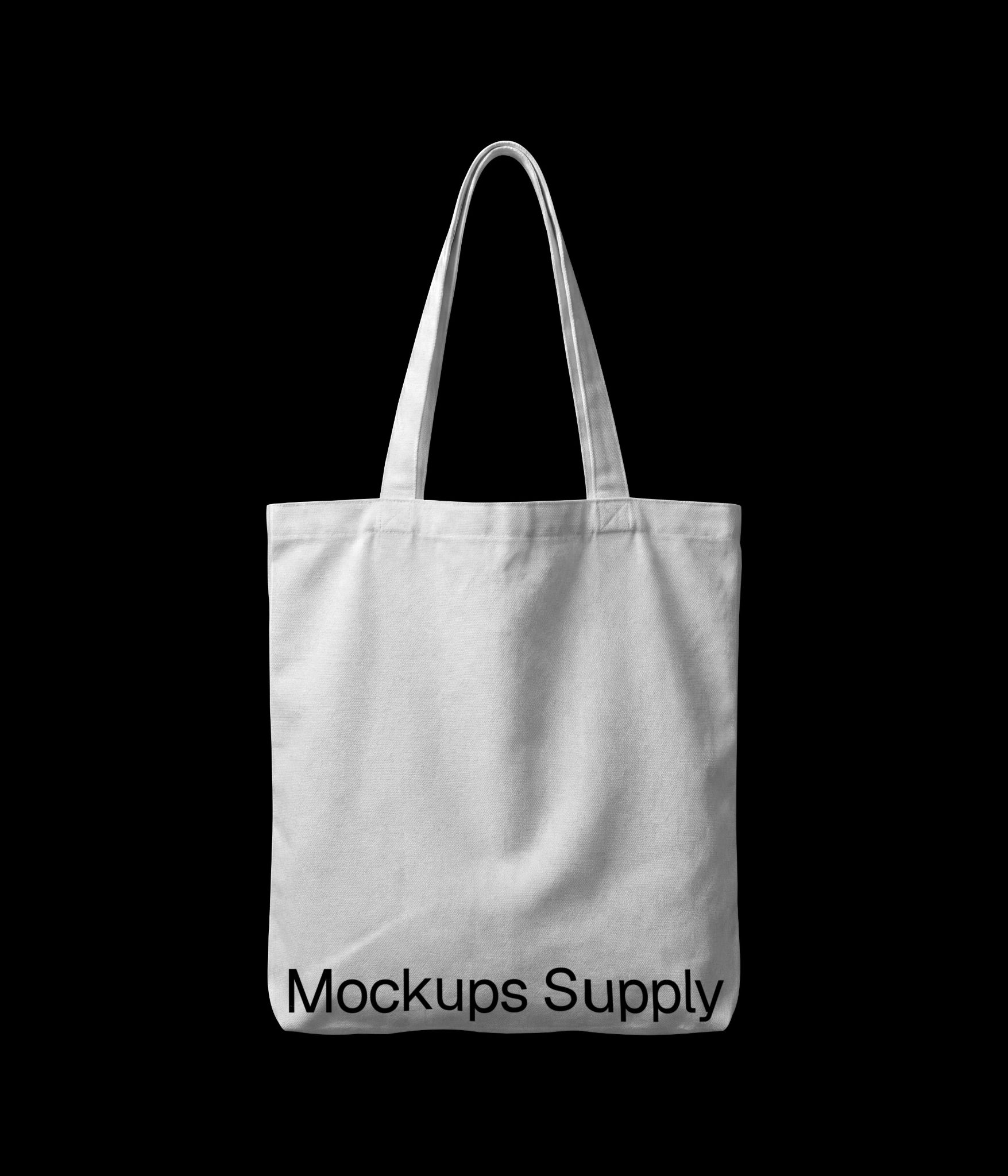Wrinkled cotton tote bag mockup featuring a realistic fabric texture with editable branding artwork on the front