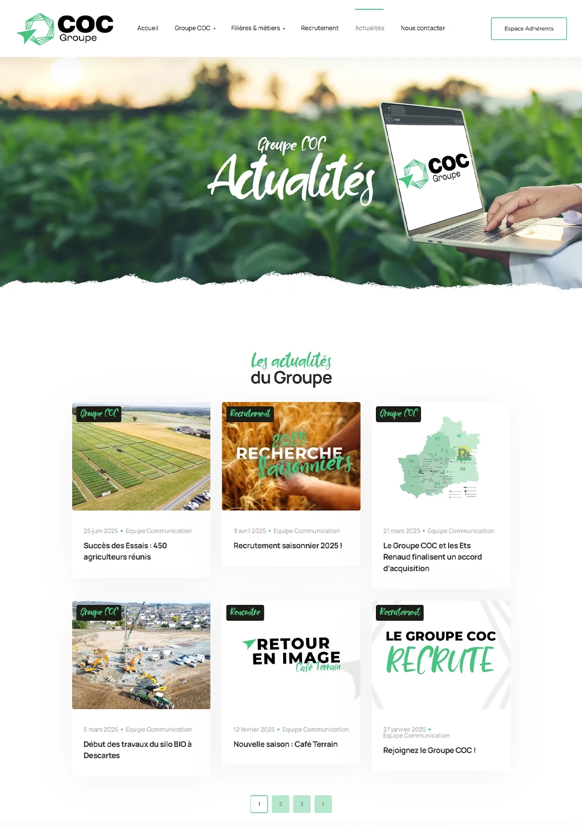 Création d'un site vitrine internet pour le Groupe COC