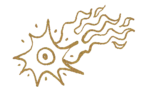 drawn animated gif of a shooting star with an eye in its centre