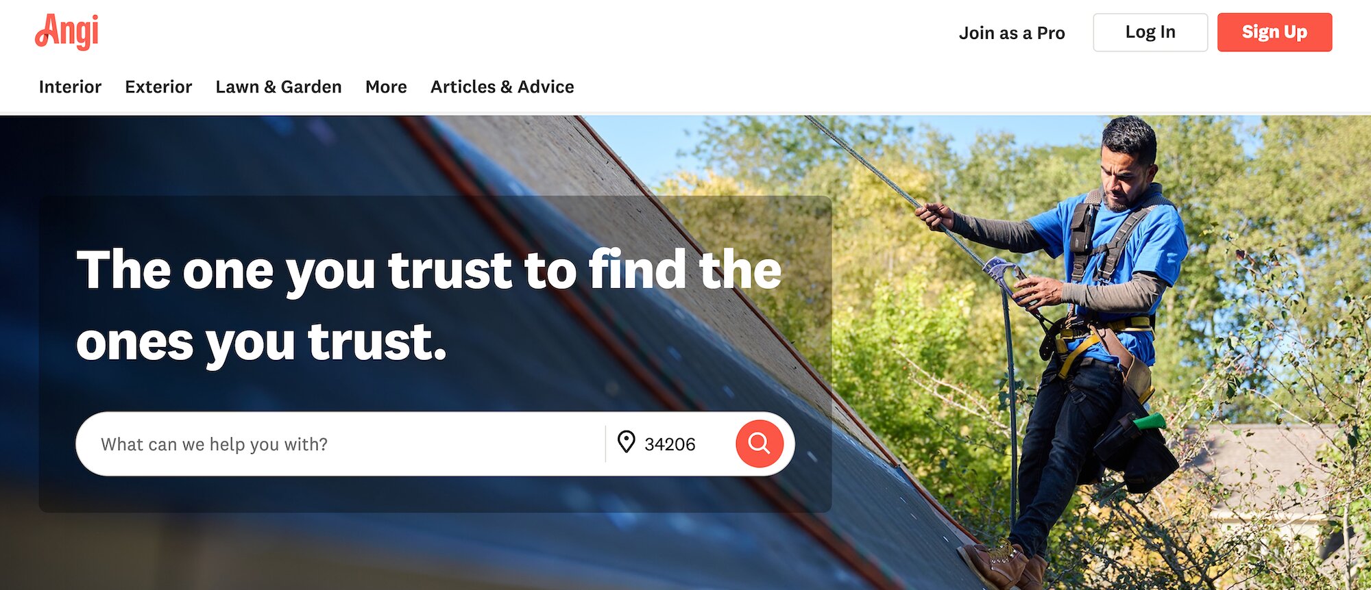 Angi homepage: The one you trust to find the ones you trust.