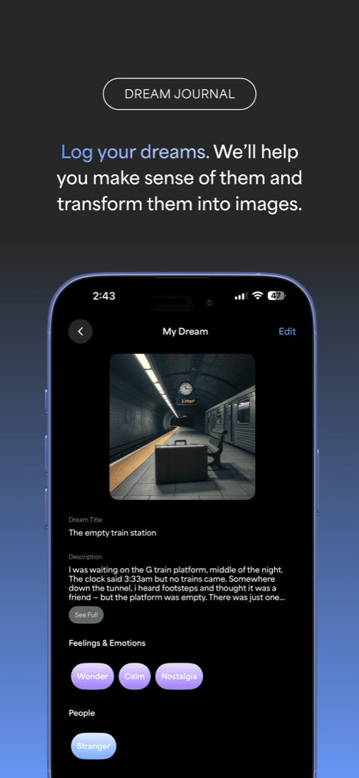 EMPI DREAM Dream Journal screen