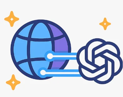 Icône GEO - Globe numérique connecté à ChatGPT pour visibilité dans IA