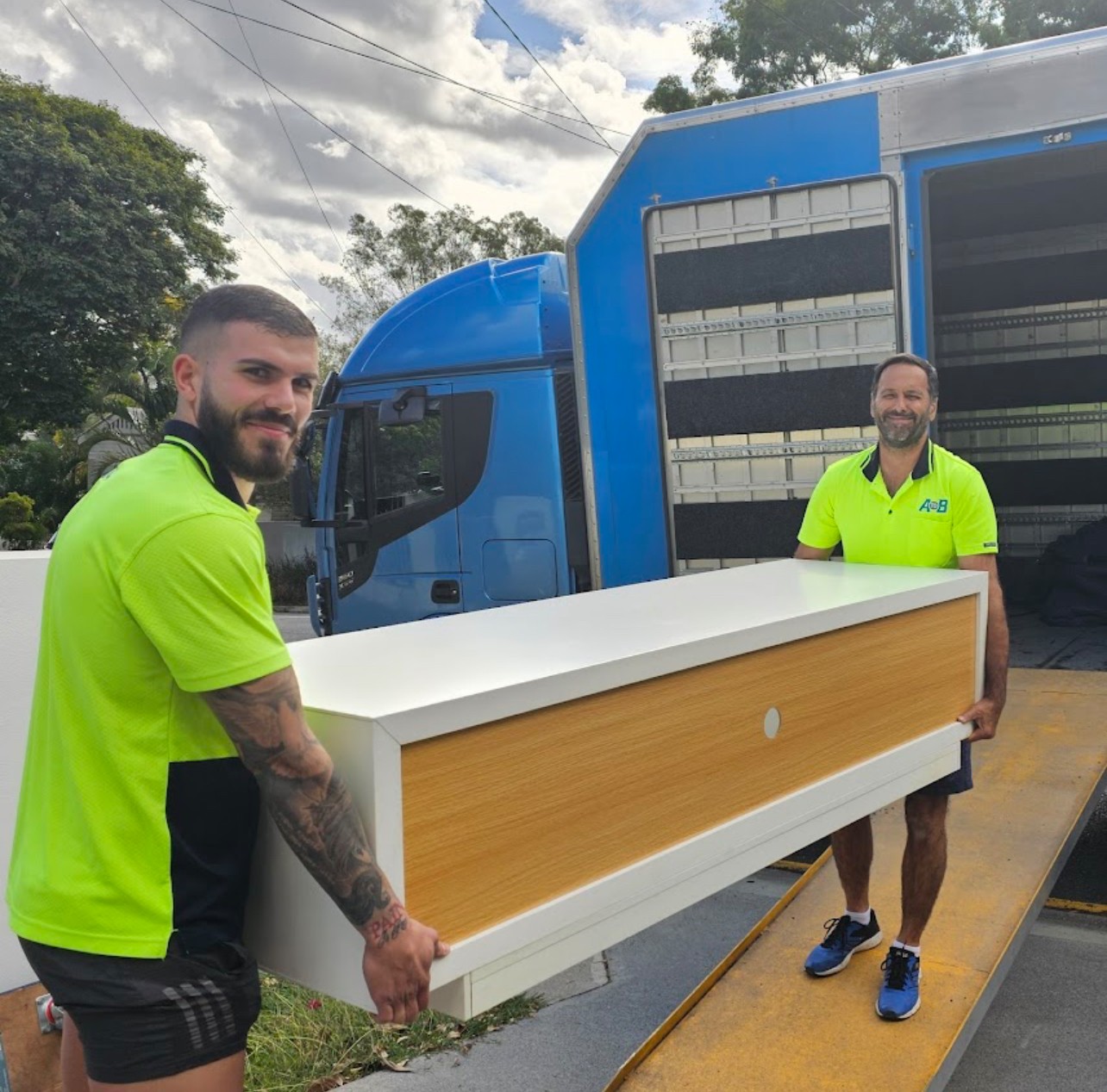 removal van with furniture and boxes