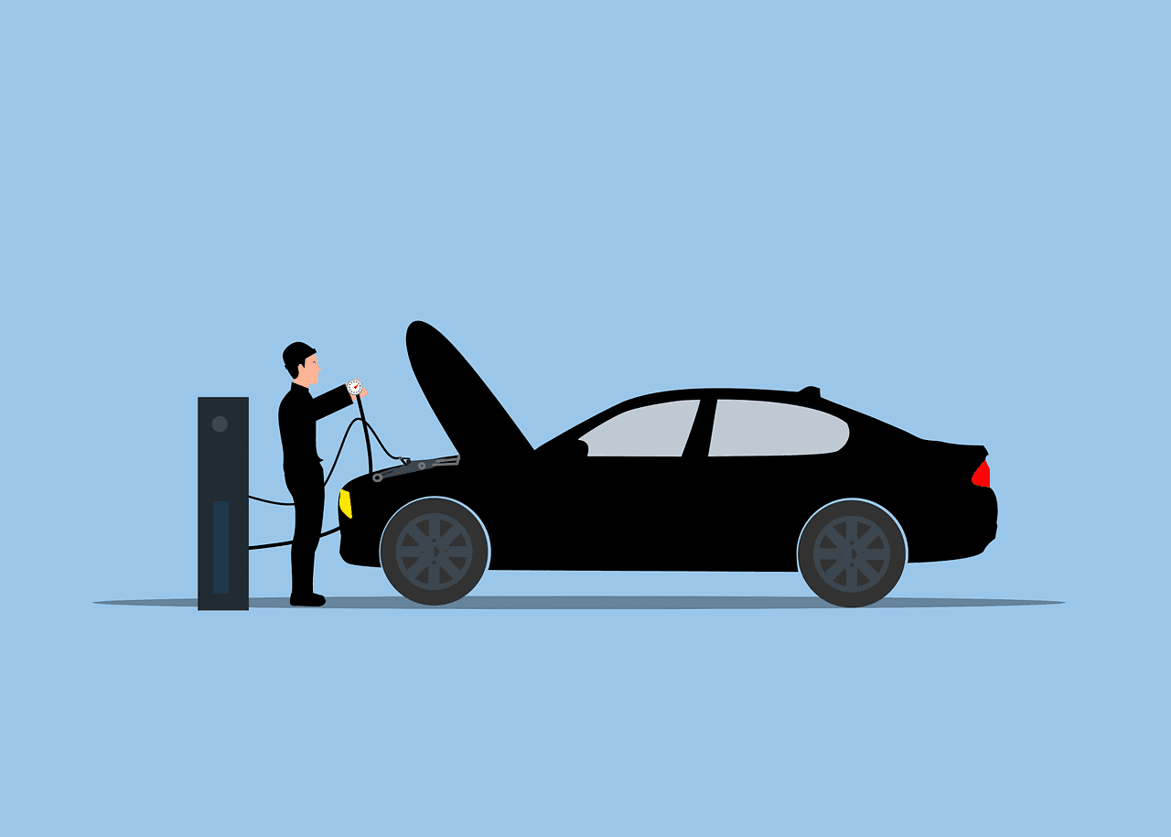 Color drawing of a male connecting wire to a vehicle's engine.