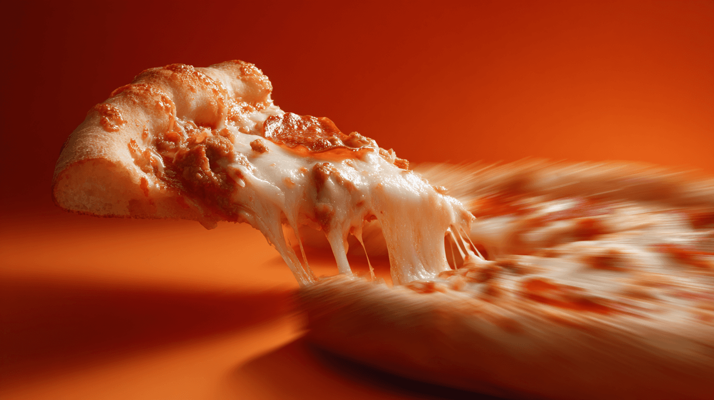 Orange red pizza cinematic motiion blur