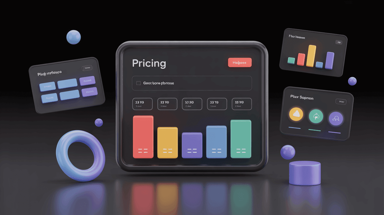 3D abstract pricing dashboard, modern interface