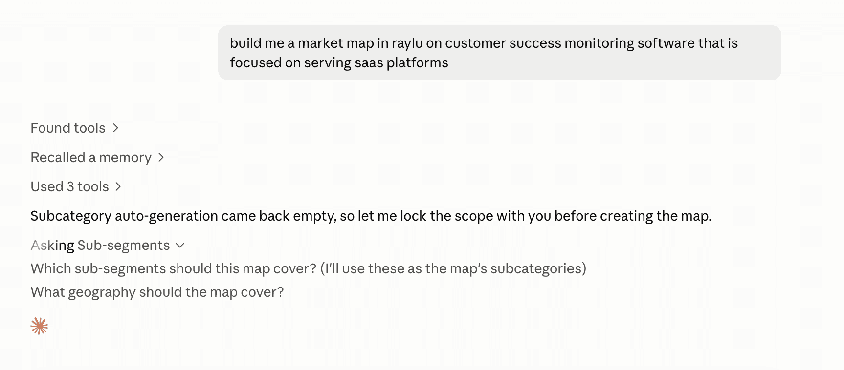 One prompt in Claude calling Raylu tools