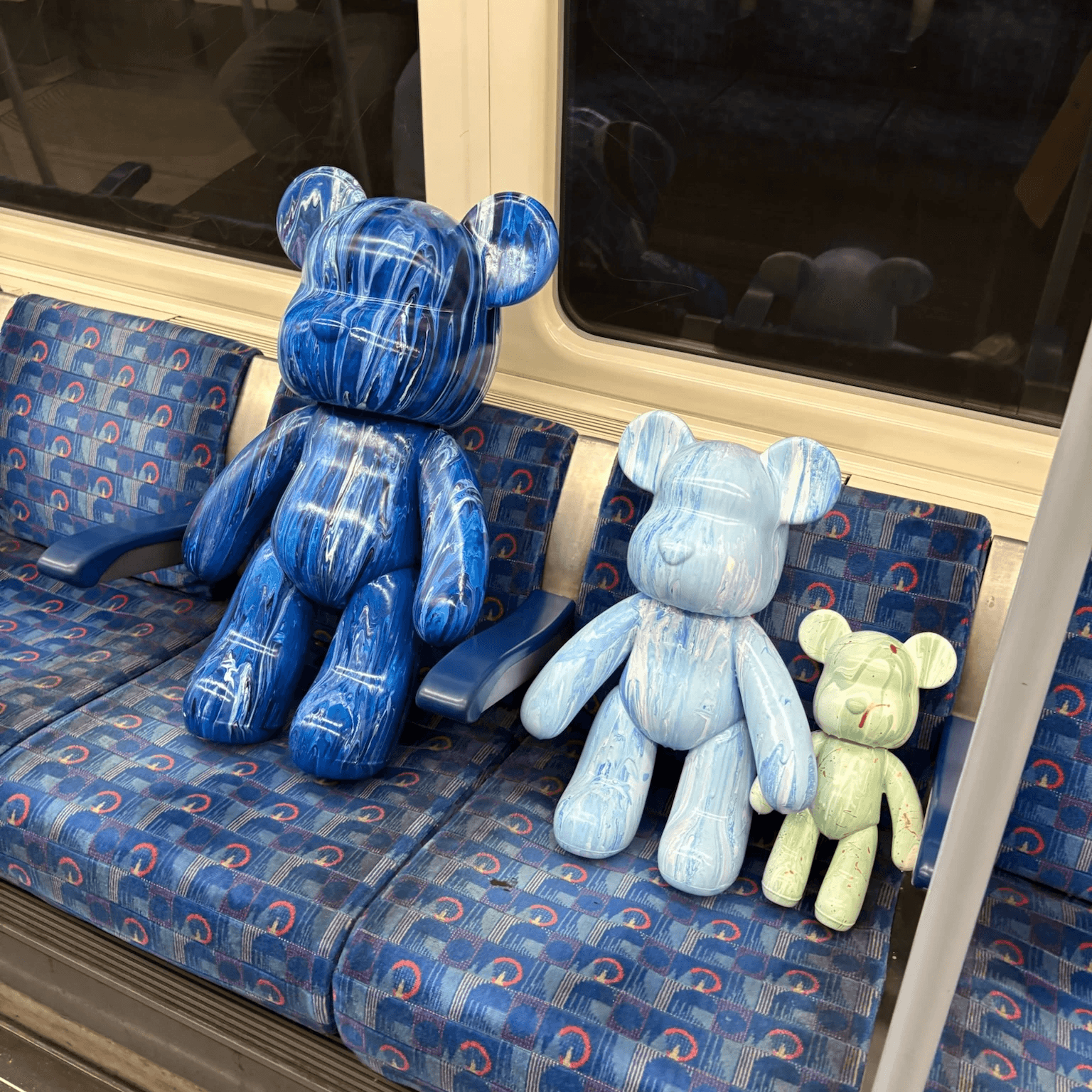 Fluid bear art workshop creations on the London Underground