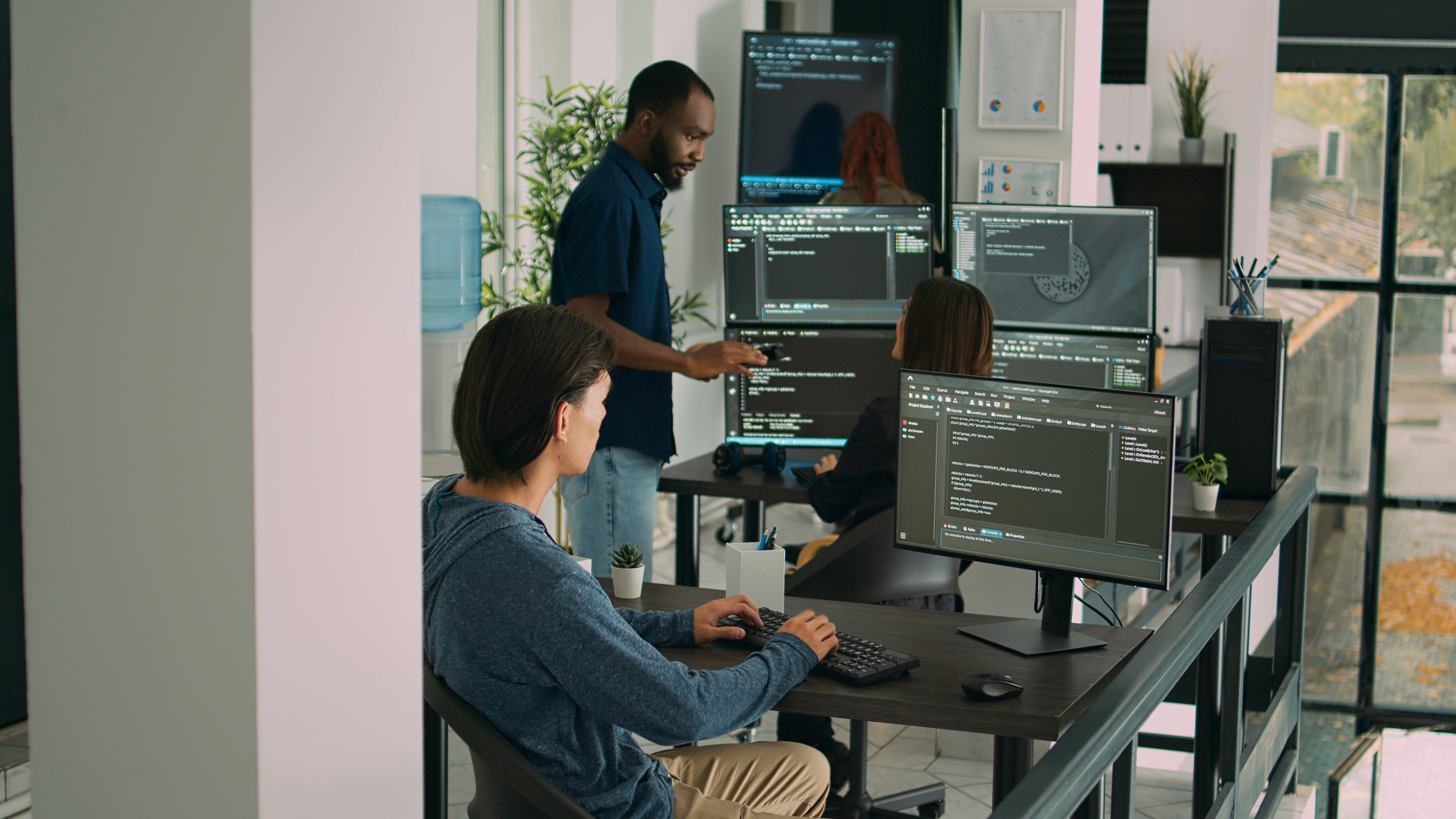 Database programmer writing code